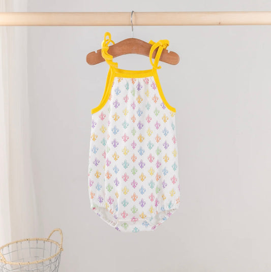 Fleur De Fun Organic Cotton Shoulder-tie Onesie