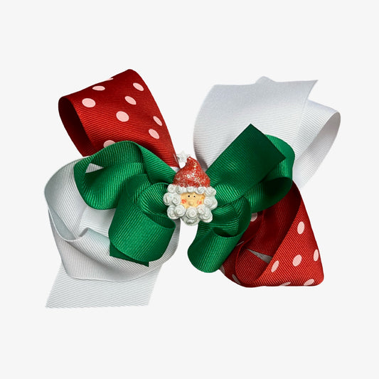 Large Resin Santa Bow with Layers (7in Barrette)