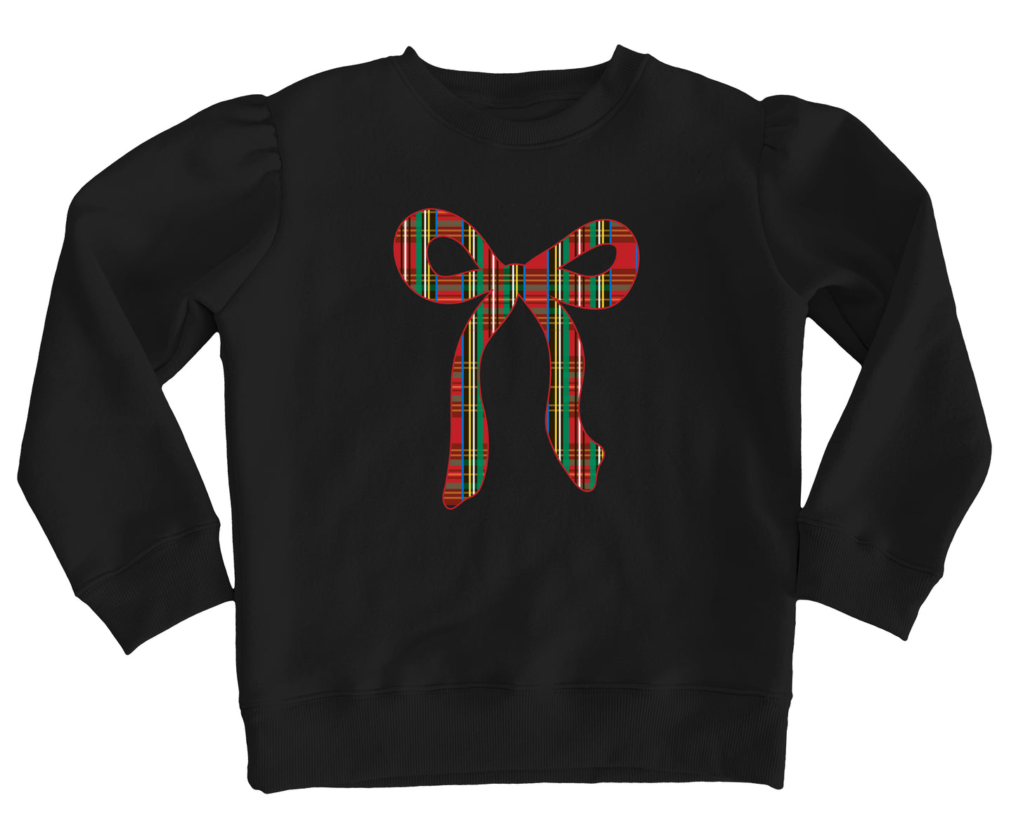 Christmas Plaid Bow Appliqué  Top