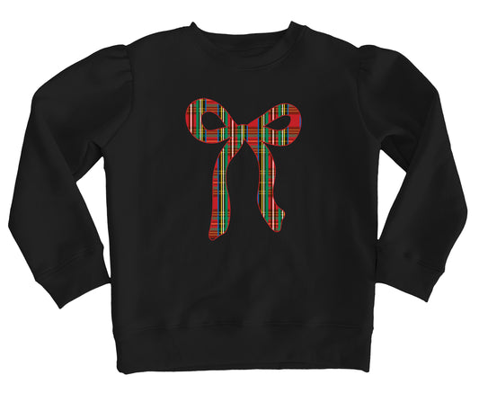 Christmas Plaid Bow Appliqué  Top