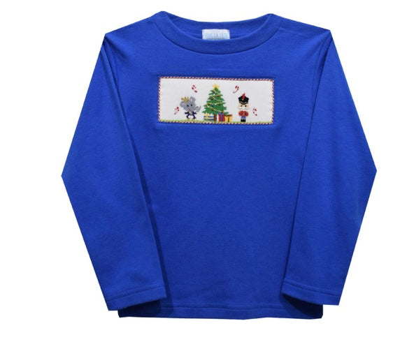 Nutcracker royal blue smocked shirt