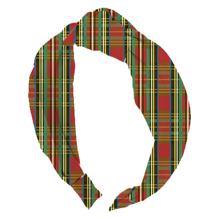 Top Knot Headband in Christmas Plaid