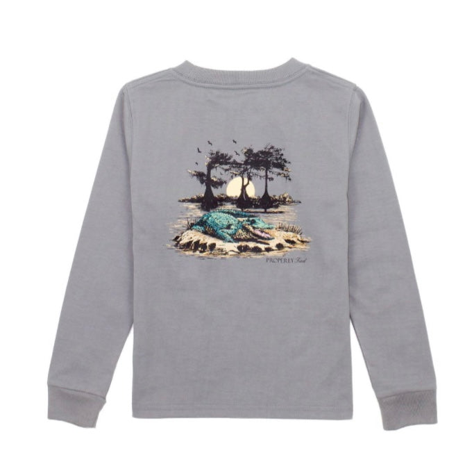 Bayou gator  battleship grey shirt