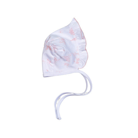 Pink Baby Toile Pima Bonnet