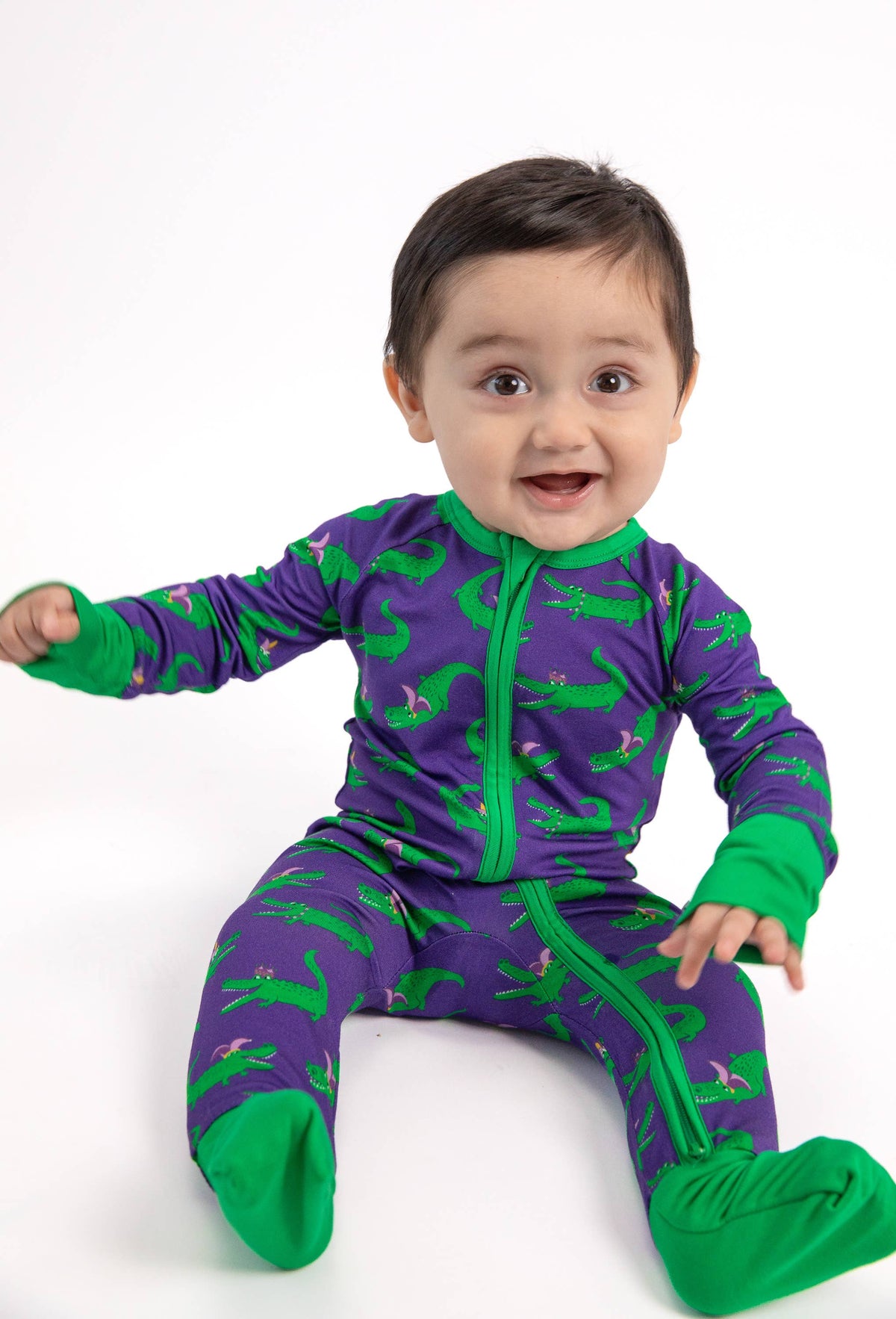 Mardi Gras Gator Krewe Bamboo Convertible Zip PJs