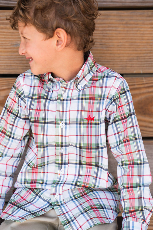 Carter Oxford Boys Shirt Creme Plaid 