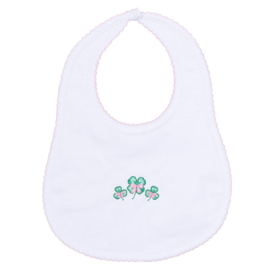 Lucky Little Ones Embroidered Bib - Pink