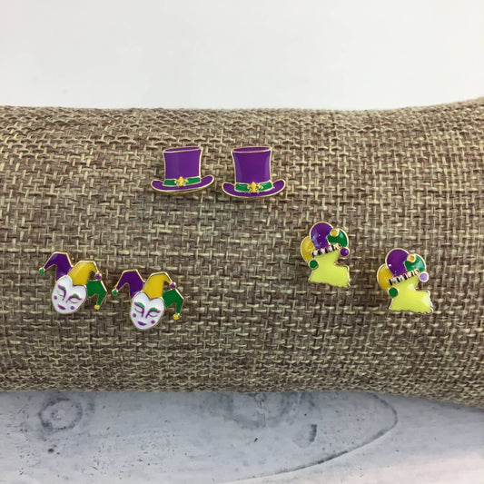Mardi Gras Post Earring Set