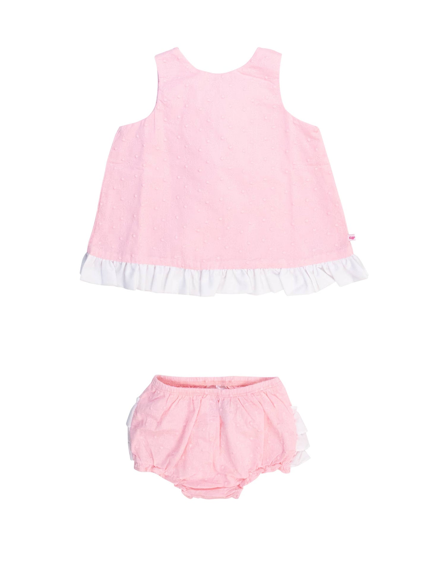 Pink & White Swiss Dot Swing Top & Bloomer Set