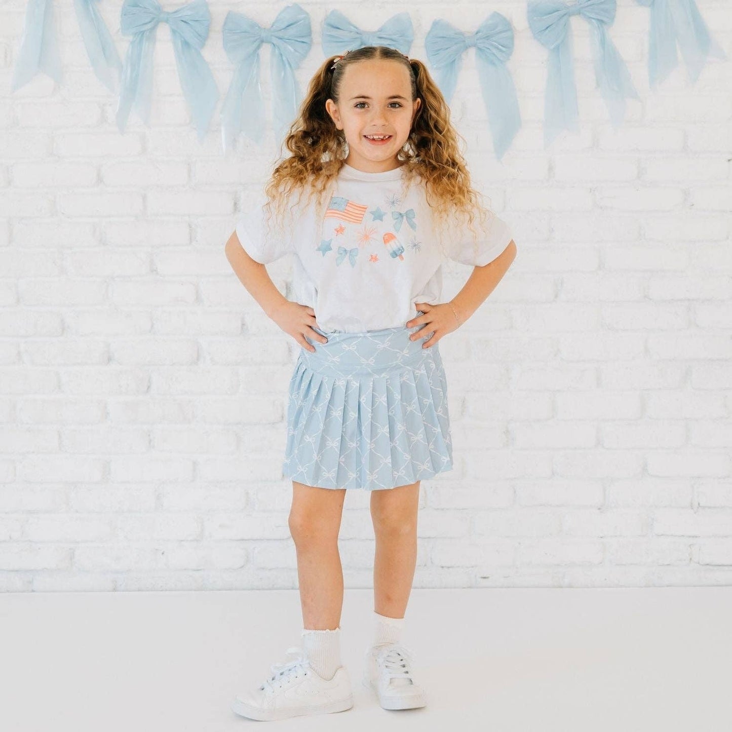 Sky Blue Bow Trellis Athletic Skort
