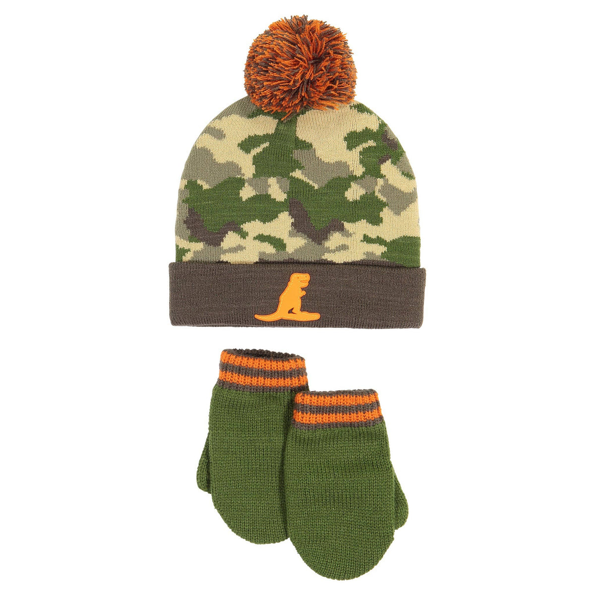 Boys Toddler Hat & Glove Set-Dino Camo
