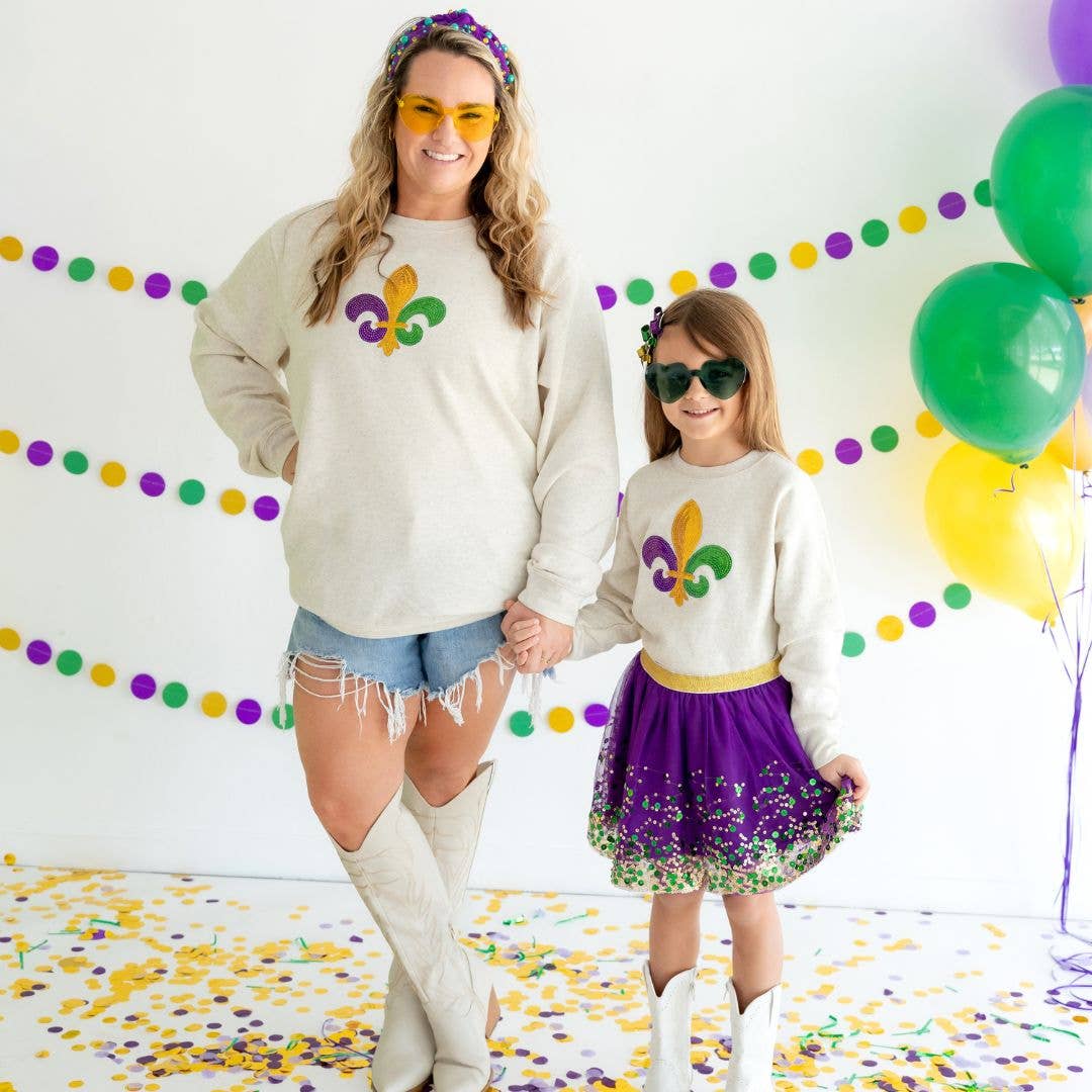 Mardi Gras Fleur De Lis Patch Sweatshirt