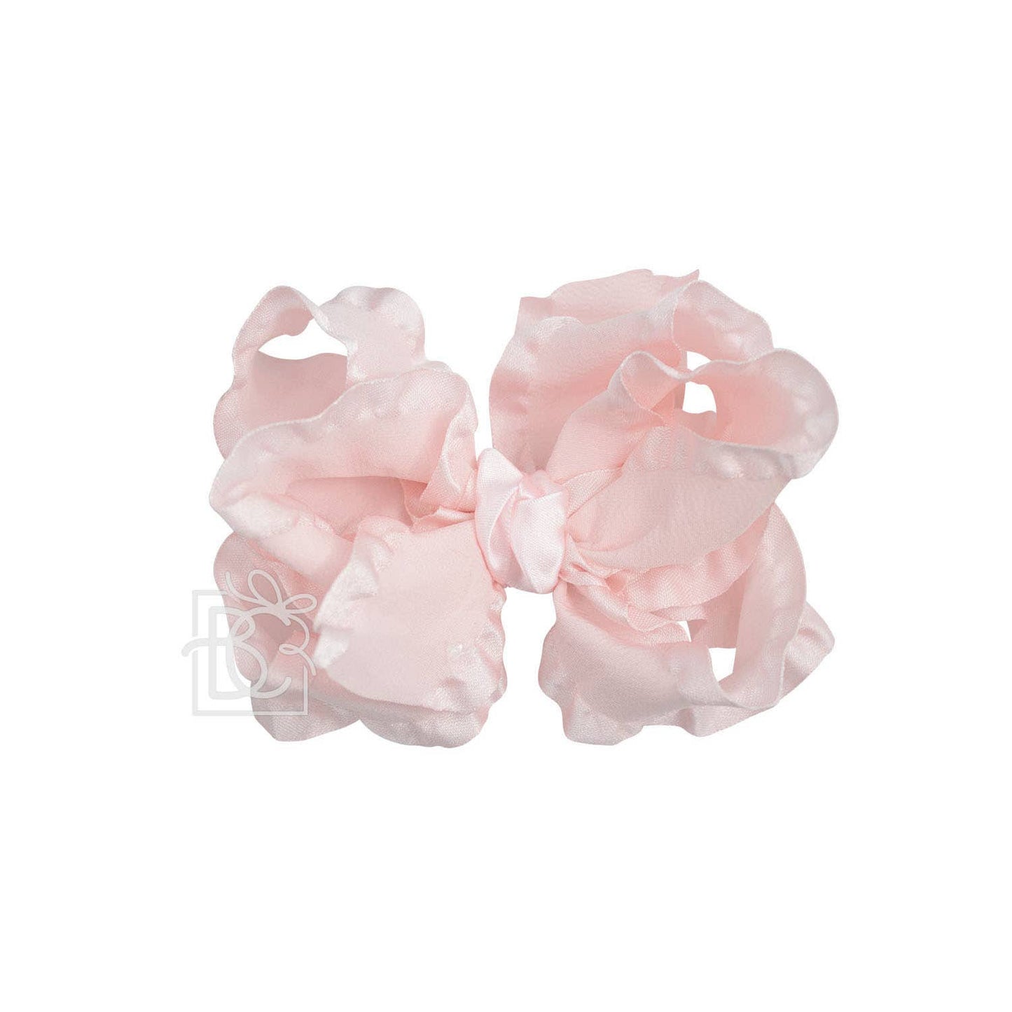 DOUBLE RUFFLE BOW ON CLIP: / LIGHT PINK