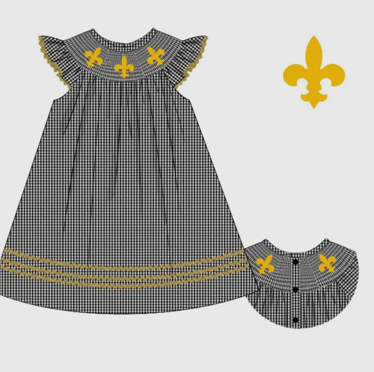 Smocked Fleur de Lis dress