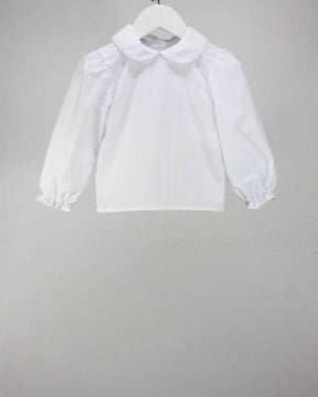 White Peter Pan Collar Long Sleeve Girl Shirt