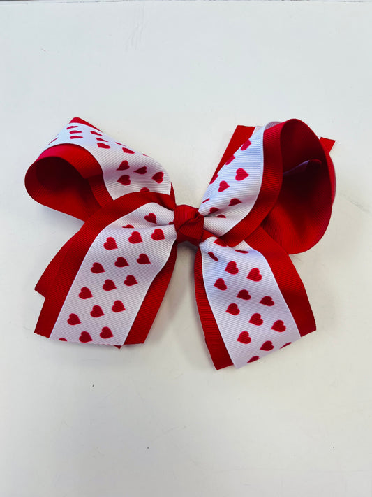 Layered Printed Hearts Bow