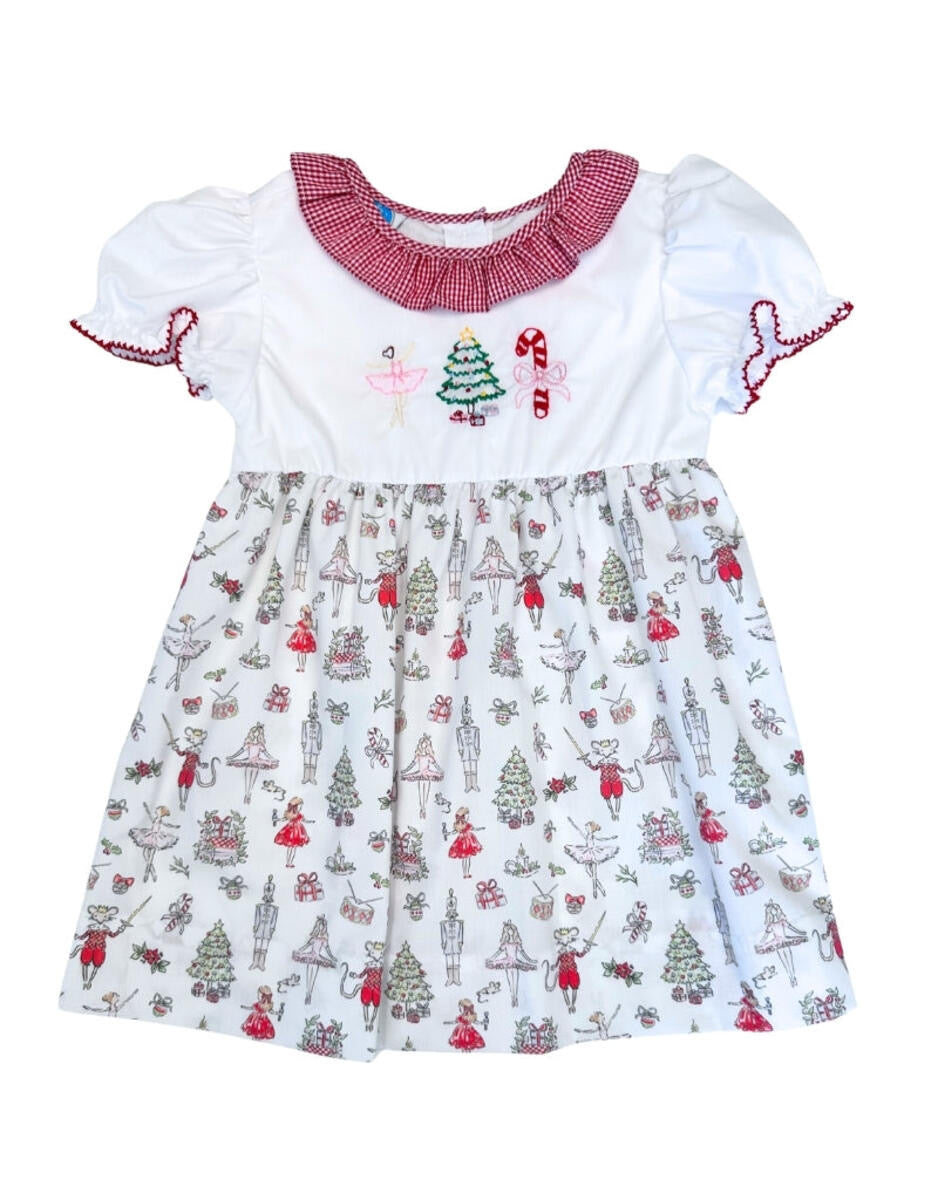 Nutcracker print embroidered dress