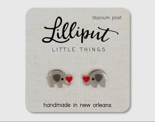 Elephant with heart earrings