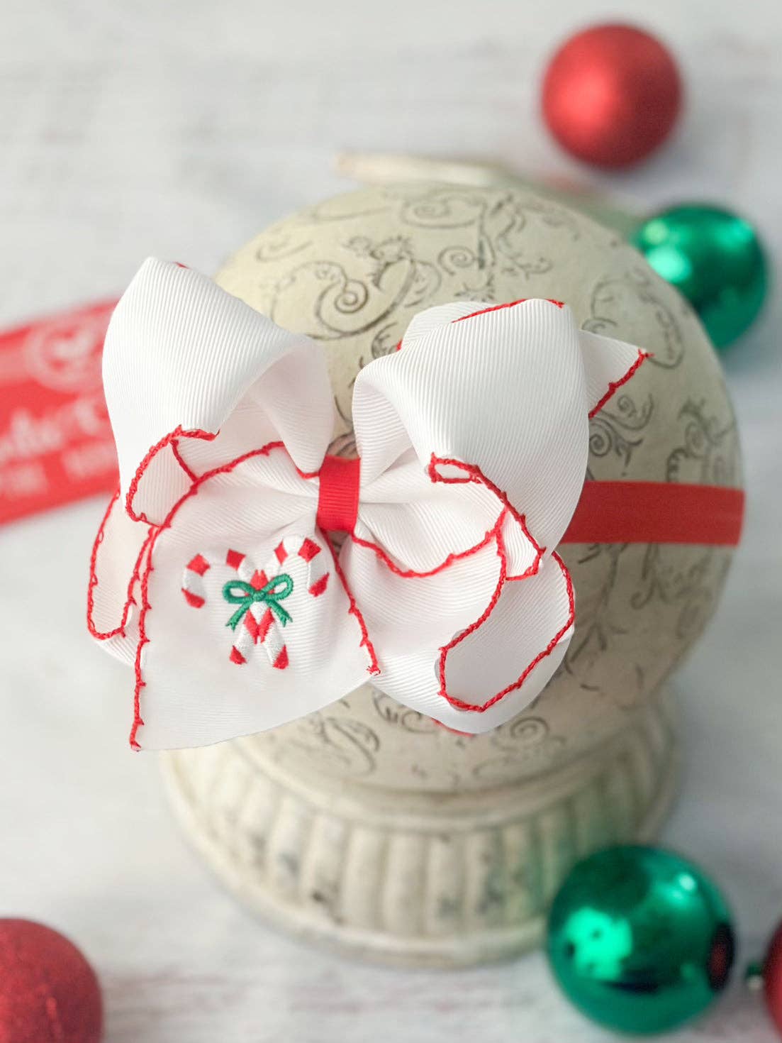 Candy Cane Embroidered Headband