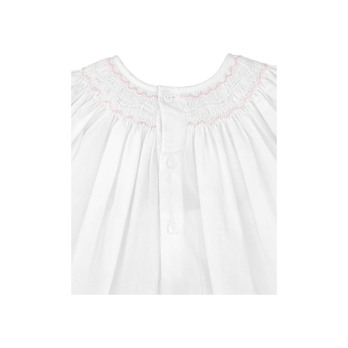 White Smocked Daygown with Voile Insert