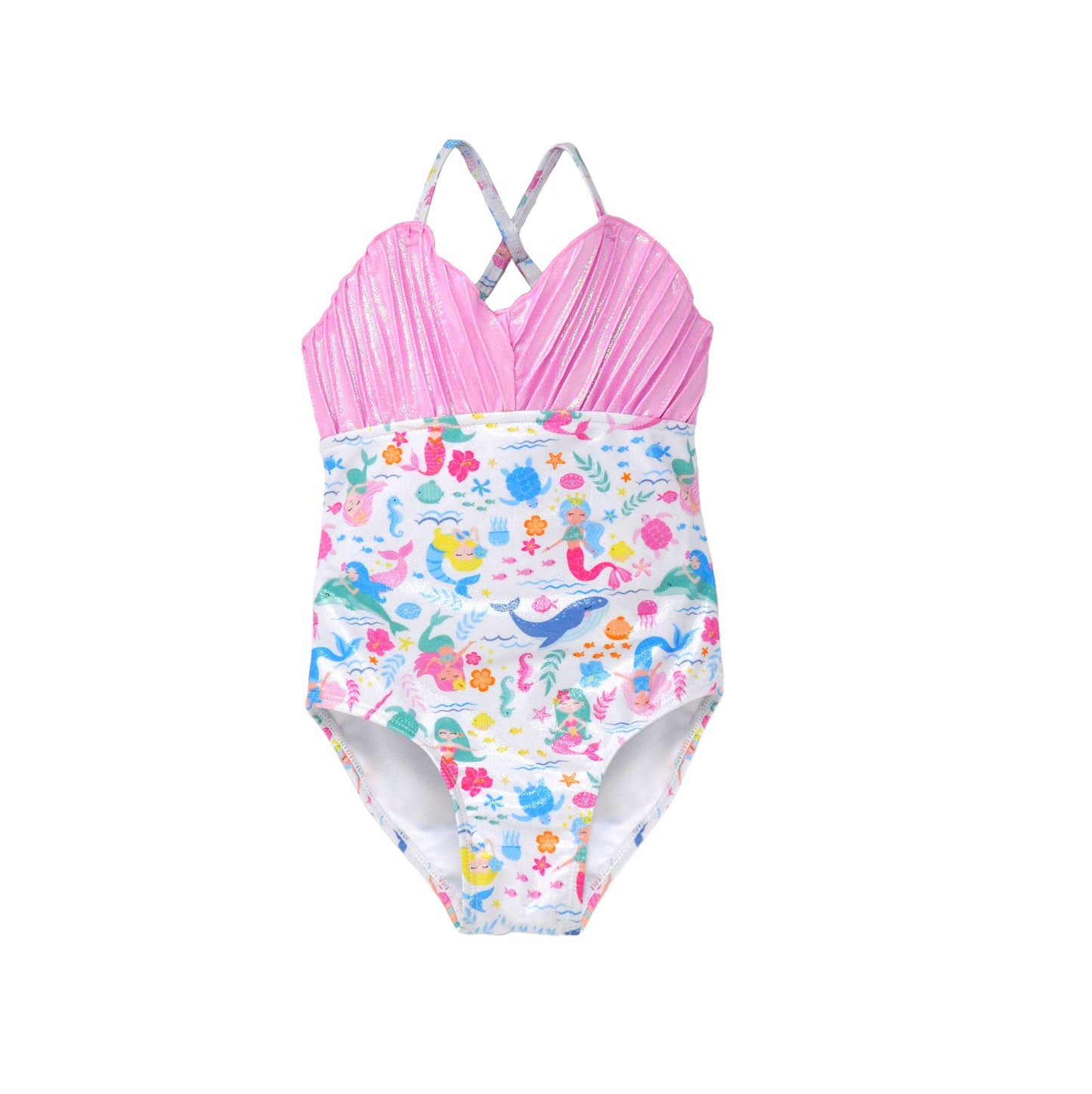 Girls UPF 50+ Mermaid Shell Swimsuit for Summer: Mermaid Friends