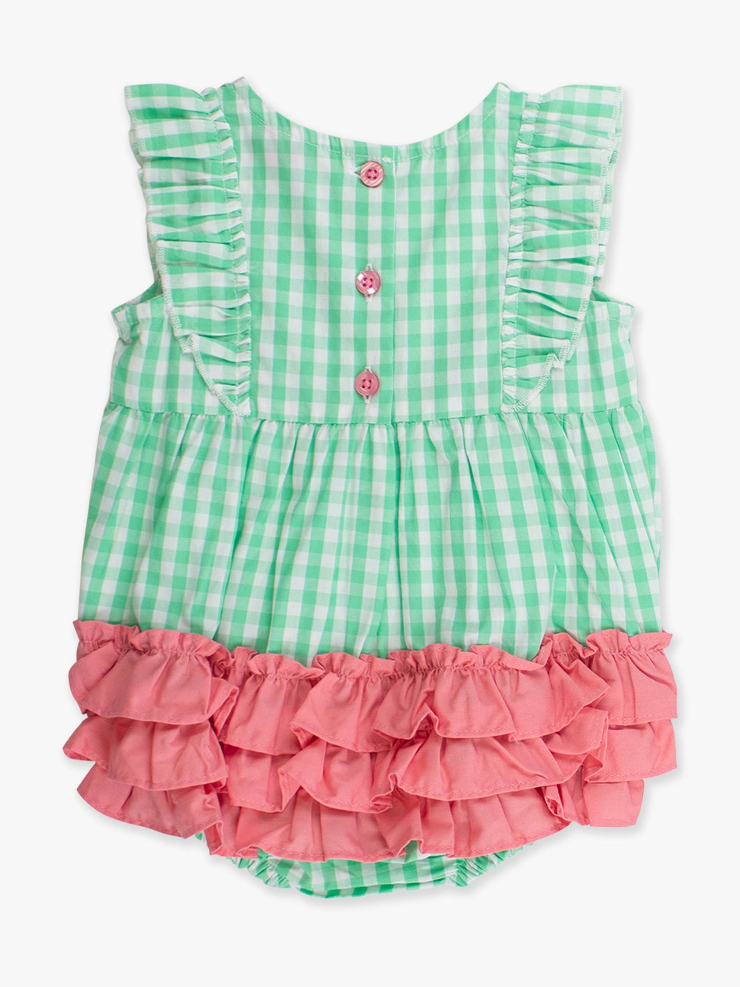 Baby Girls Classic Spring Bud Gingham Classic Ruffle Bubble