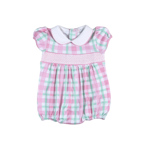Pink Plaids Jane Hand Smocked Bubble