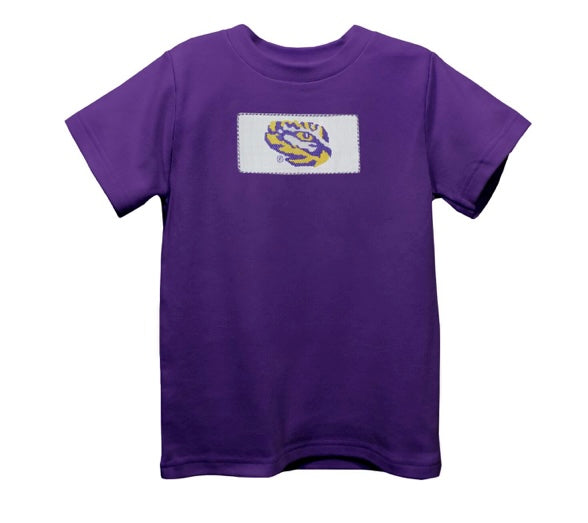 Lsu eye of tiger smocked shirt purple