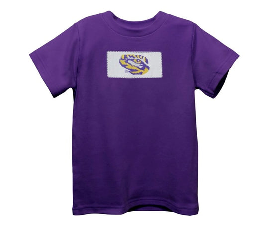 Lsu eye of tiger smocked shirt purple