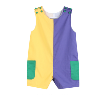 Purple, Green, & Yellow Mardi Gras Shortall