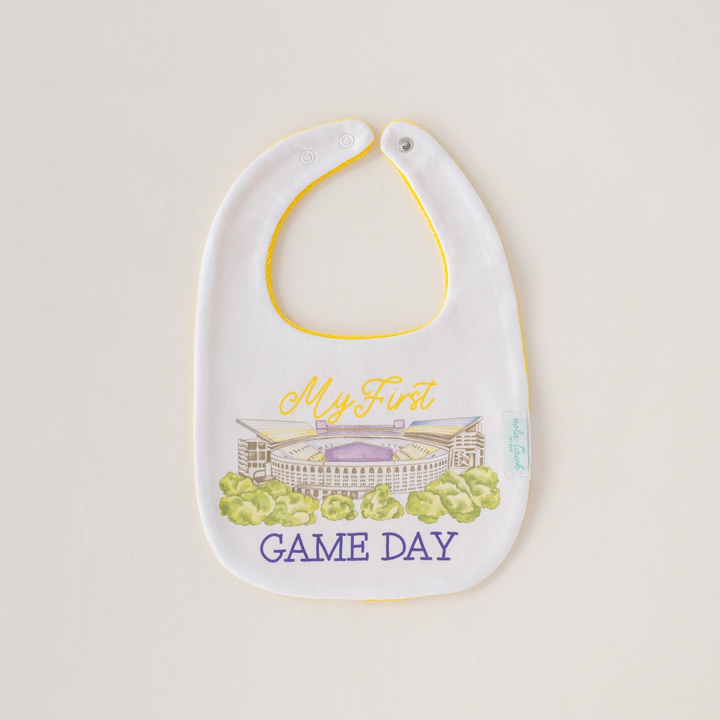 LSU- My First Game day Organic Cotton Bib