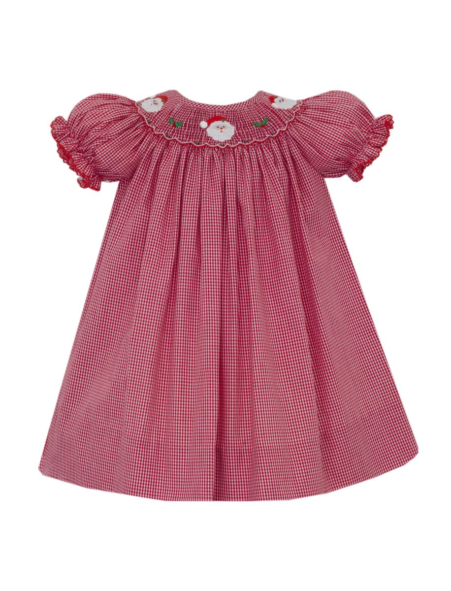 Red Gingham Smocked Santa Dress