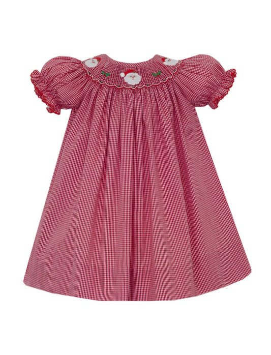 Red Gingham Smocked Santa Dress