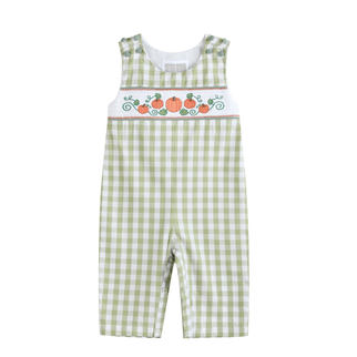 Sage Green Gingham Pumpkin Overall