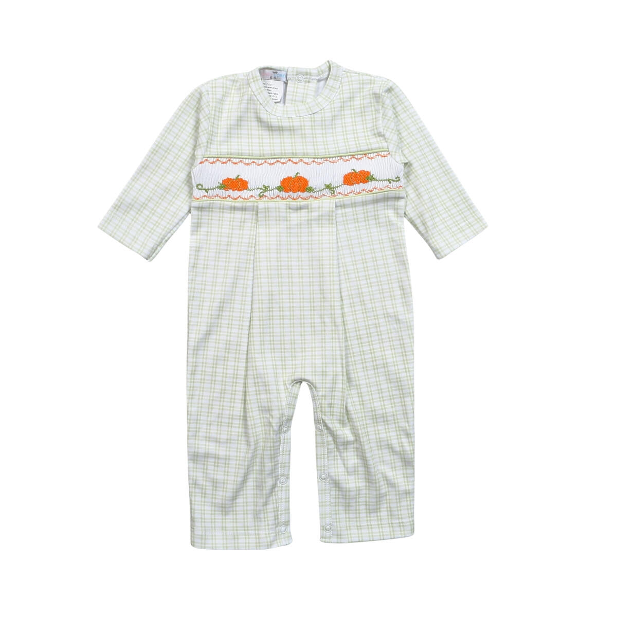 Pumpkin smocked Pima boy romper