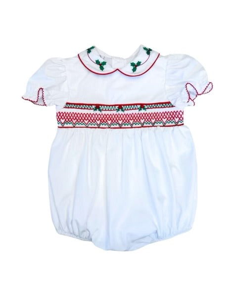 White Holly Smocked Bubble