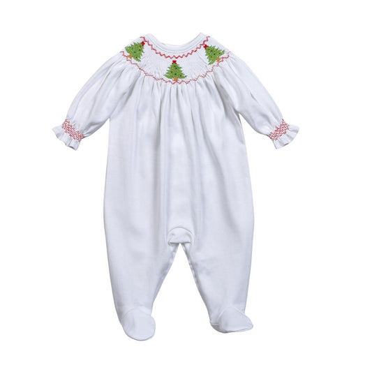 Christmas Tree Smocked Pima Footie
