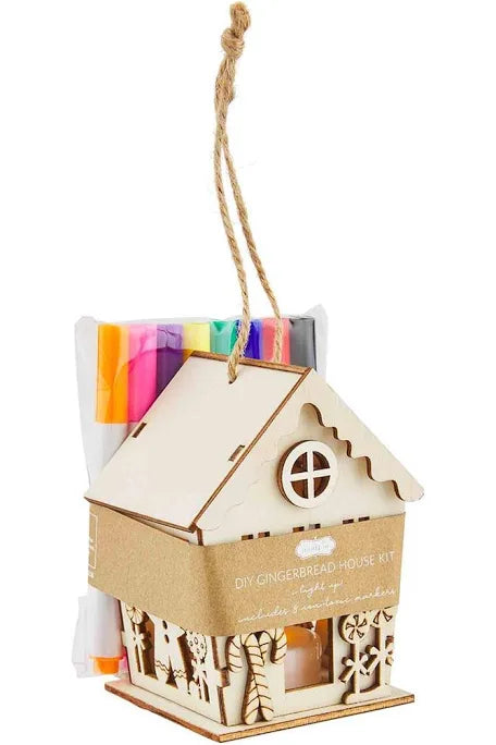 Wooden coloring Gingerbread House Ornament