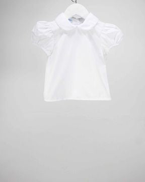 White Peter Pan Collar Girl Short Sleeve Shirt