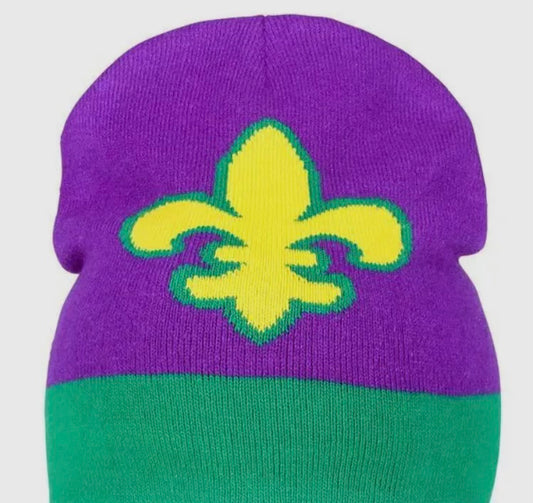 Fleur De Lis Mardi Gras Beanie