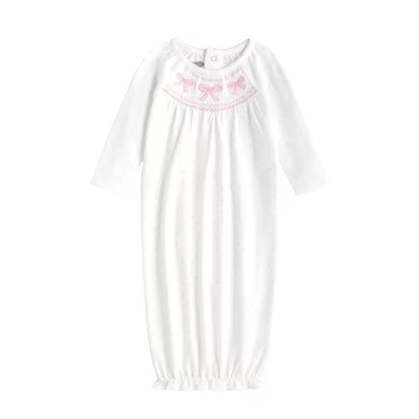 Pink Bow Smocked Gown