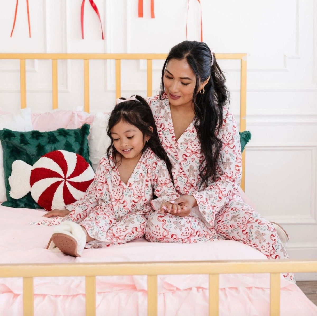 Gingerbread Trellis Christmas Lounge Set  - Mommy and Me