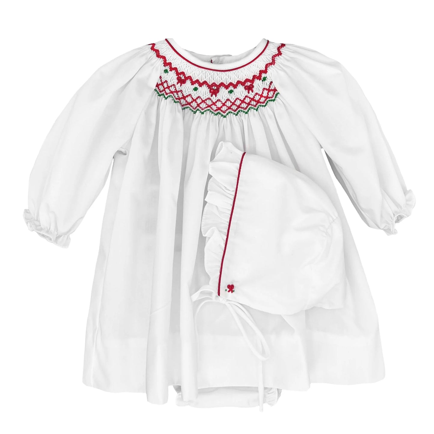 smocked christmas bow dress