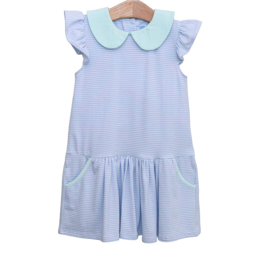 Genevieve Light Blue Stripe and Light Mint Dress