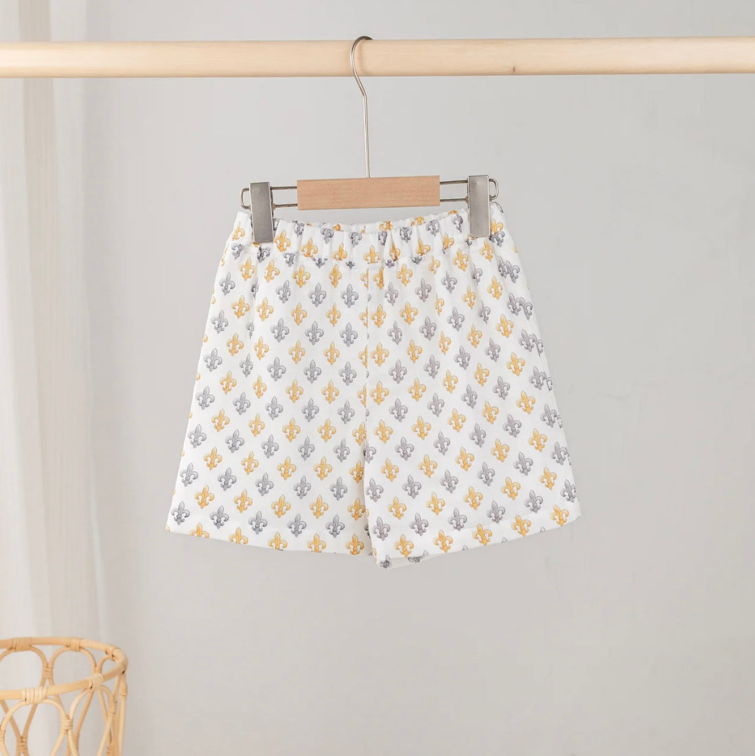 Black and Gold Fleur De Lis Organic Muslim Shorts