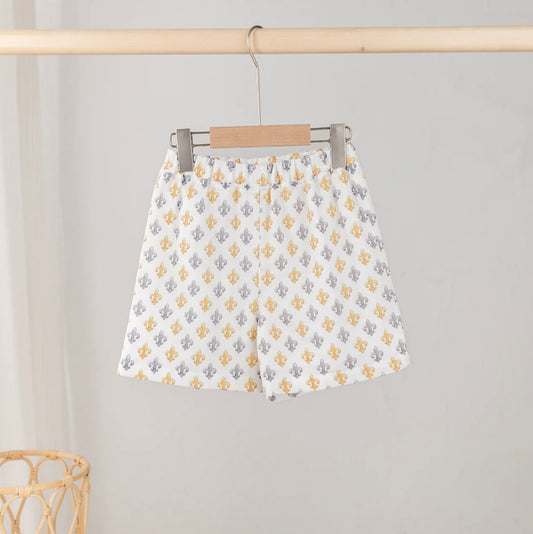 Black and Gold Fleur De Lis Organic Muslim Shorts