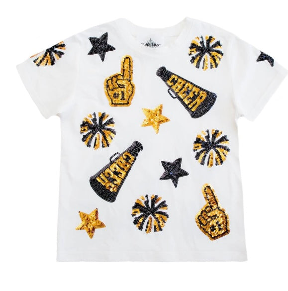 Black and gold sequin cheer shirt