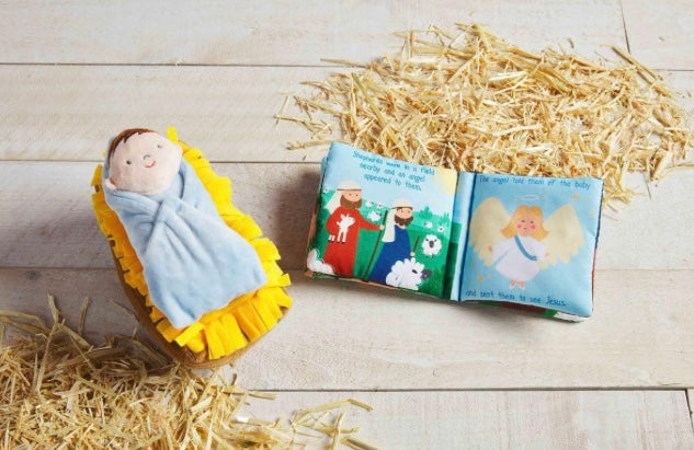 Nativity book and singing baby Jesus set