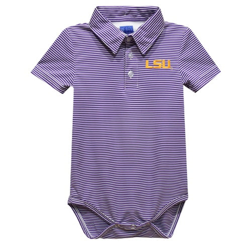 Lsu stripe polo onsie