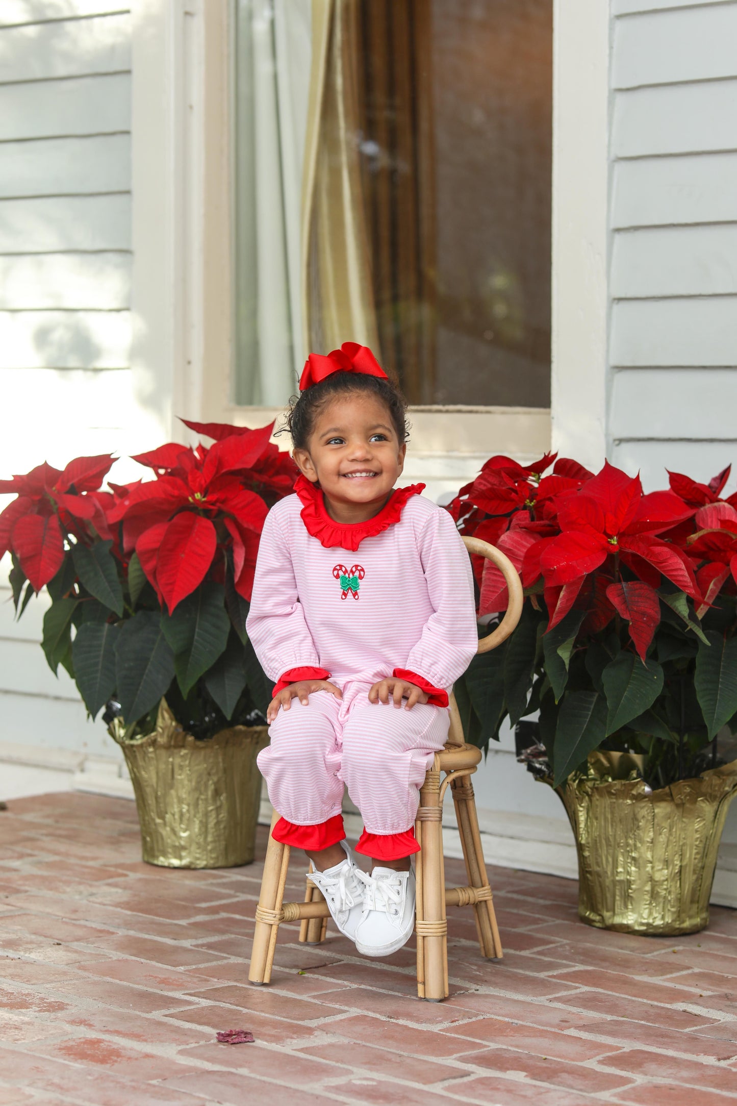 Candy Cane Ruffle Romper